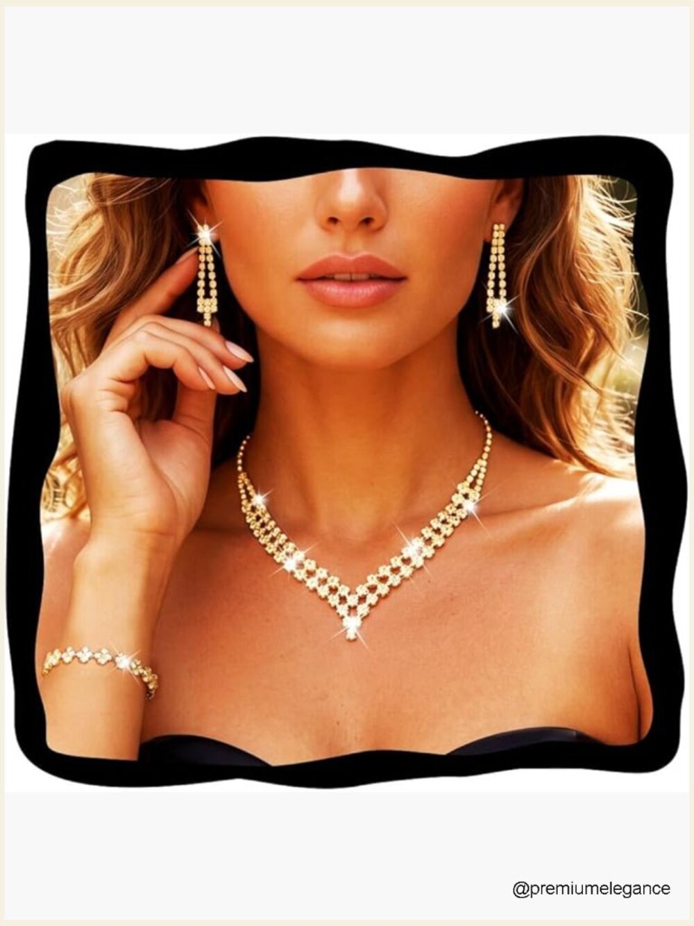 Silver Rhinestone Necklace and Earrings Set Prom Wedding Jewelry